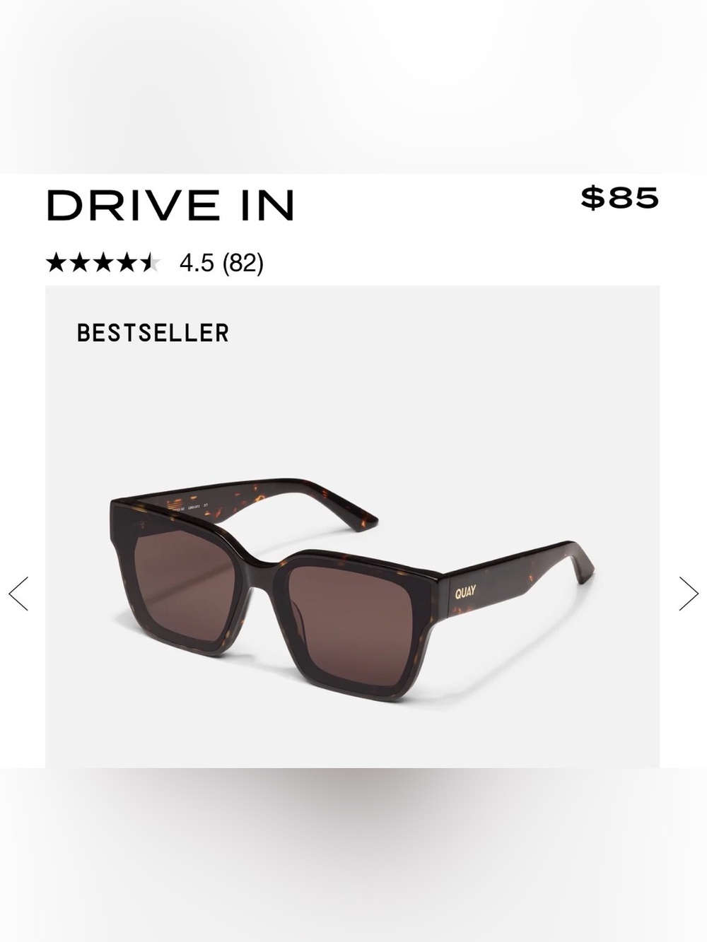 Quay Australia Tortoiseshell Square Sunglasses - Dark Brown Lenses
